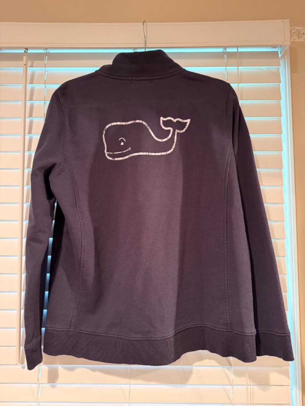 Vineyard Vines Navy Shep Shirt 1/4 Zip Pullover Sweatshirt Pink Trim Women's XL - Picture 3 of 3